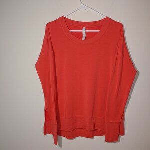Athleta Long Sleeves thumhole Fleece Relaxed Fit Tee Sz M Orange
